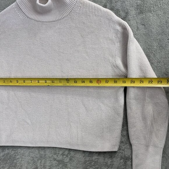 Lululemon Sweater Womens 2 Ribbed Merino Wool Blend Turtleneck Heathered Natural - Picture 3 of 8